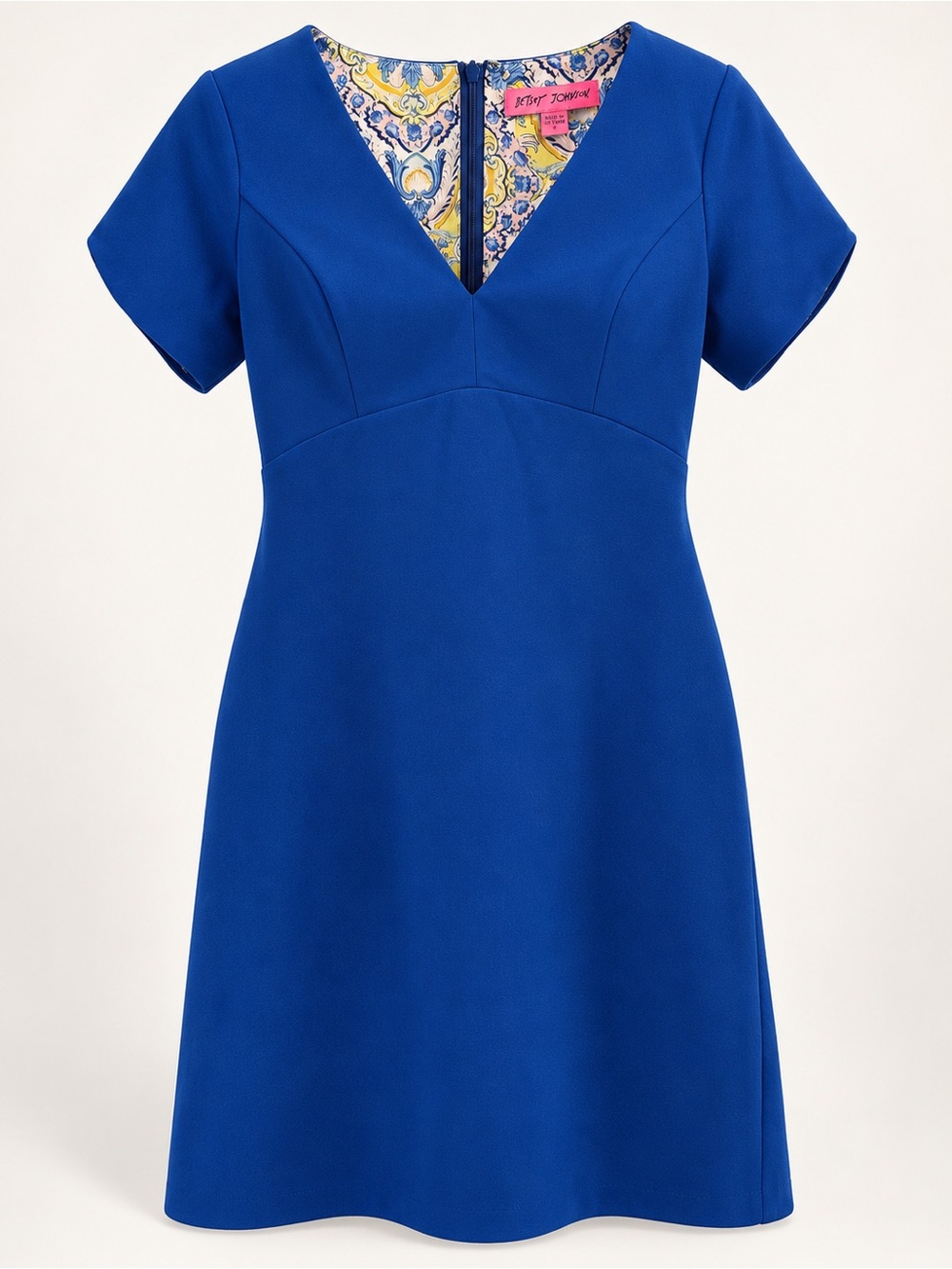 Betsey Johnson Cobalt Blue V-Neck Short Sleeve A-Line Dress